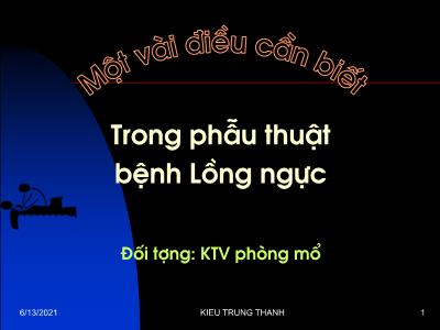 Một vài điều cần biết trong phẫu thuật bệnh lồng ngực