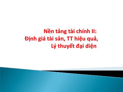 Nền tảng tài chính II: Định giá tài sản, TT hiệu quả, Lý thuyết đại diện