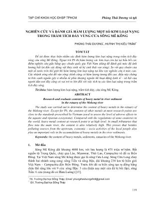 Nghiên cứu và đánh giá hàm lượng một số kim loại nặng trong trầm tích đáy vùng cửa sông Mê Kông