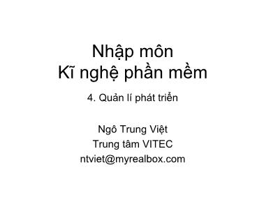 Nhập môn Kĩ nghệ phần mềm - Ngô Trung Việt