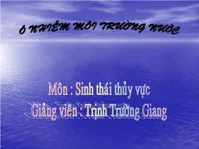 Ô nhiễm môi trường nước