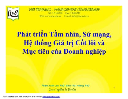 Phát triển Tầm nhìn, Sứ mạng, Hệ thống Giá trị Cốt lõi và Mục tiêu của Doanh nghiệp