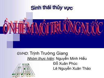 Sinh thái thủy vực: Ô nhiễm môi trường nước