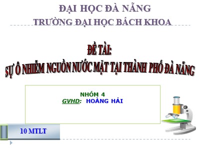 Sự ô nhiễm nguồn nước mặt tại thành phố Đà Nẵng