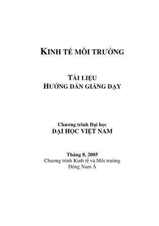 Tài liệu hướng dẫn giảng dạy Kinh tế môi trường