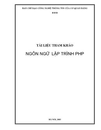 Tài liệu tham khảo Ngôn ngữ lập trình PHP