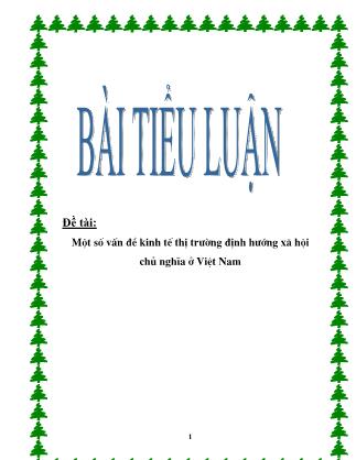 Tiểu luận Một số vấn đề kinh tế thị trường định hướng xã hội chủ nghĩa ở Việt Nam