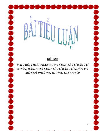Tiểu luận Vai trò, thực trạng của kinh tế tư bản tư nhân, đánh giá kinh tế tư bản tư nhân và một số phương hướng giải pháp