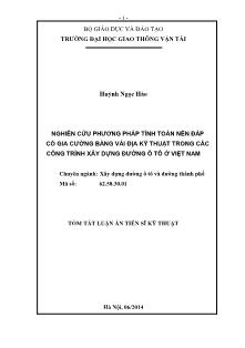 Tóm tắt Luận án Nghiên cứu phương pháp tính toán nền đắp có gia cường bằng vải địa kỹ thuật trong các công trình xây dựng đường ô tô Việt Nam