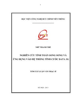 Tóm tắt Luận văn Nghiên cứu tính toán song song và ứng dụng vào hệ thống tính cước data 3G