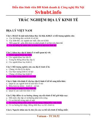 Trắc nghiệm địa lý kinh tế