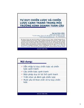 Tư duy chiến lược và chiến lược cạnh tranh trong môi trường kinh doanh toàn cầu - Ngô Quý Nhâm