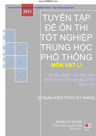 Tuyển tập đề ôn thi tốt nghiệp Trung học Phổ thông môn Vật lí - Phan Hồ Nghĩa