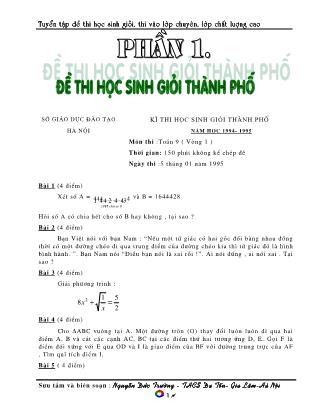 Tuyển tập đề thi học sinh giỏi, thi vào lớp chuyên, lớp chất luợng cao môn Toán