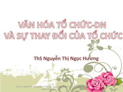 Văn hóa tổ chức - doanh nghiệp và sự thay đổi của tổ chức - ThS Nguyễn Thị Ngọc Hương