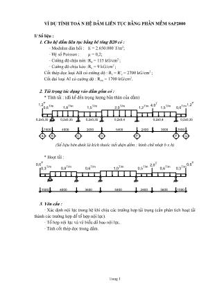 Ví dụ tính toán hệ dầm liên tục bằng phần mềm SAP2000