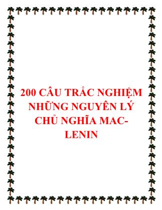 200 câu trắc nghiệm những nguyên lý chủ nghĩa Mac-Lenin