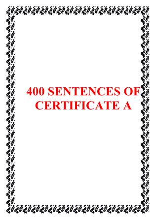 400 Sentences of Certificate A