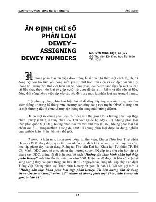 Ấn định chỉ số phân loại Dewey – Assigning Dewey Numbers