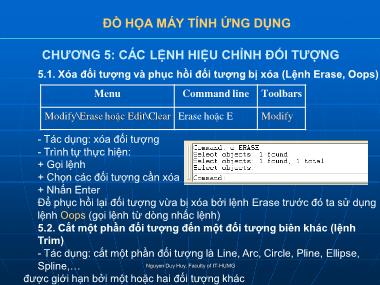 Bài giảng Đồ họa máy tính ứng dụng - Chương 5: Các lệnh hiệu chỉnh đối tượng - ThS. Nguyễn Duy Huy