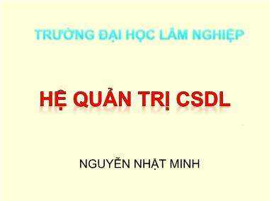 Bài giảng Hệ quản trị cơ sở dữ liệu - Chương I: Tổng quan về cơ sở dữ liệu - Nguyễn Nhật Minh