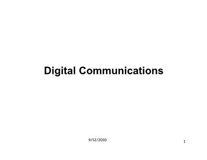 Bài giảng Hệ thống truyền thông số (Digital Communications)