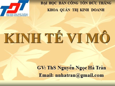 Bài giảng Kinh tế vi mô - ThS Nguyễn Ngọc Hà Trân