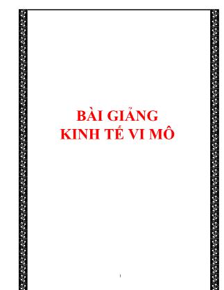 Bài giảng Kinh tế vi mô