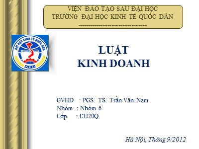 Bài giảng Luật kinh doanh - PGS. TS. Trần Văn Nam