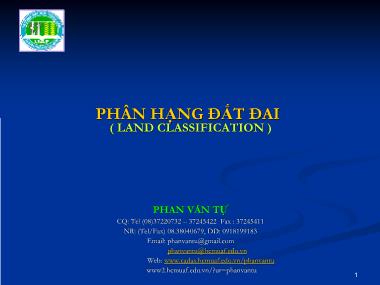 Bài giảng Phân hạng đất đai (Land Classification) - Phan Văn Tự