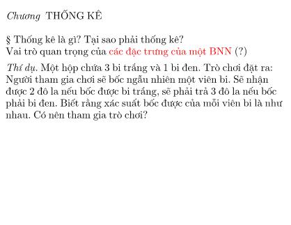 Bài giảng phần Thống kê