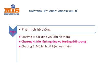 Bài giảng Phát triển hệ thống thông tin kinh tế - Chương 4: Mô hình nghiệp vụ hướng đối tượng