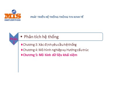 Bài giảng Phát triển hệ thống thông tin kinh tế - Chương 5: Mô hình dữ liệu khái niệm