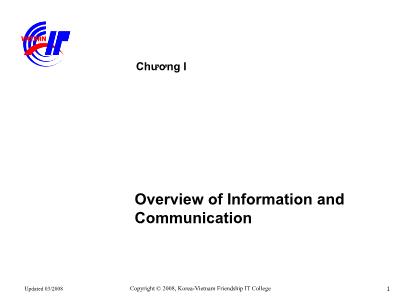 Bài giảng Truyền thông thông tin - Chương I: Tổng quan về truyền thông thông tin