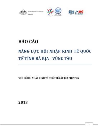Báo cáo Năng lực hội nhập kinh tế quốc tế tỉnh Bà Rịa - Vũng Tàu
