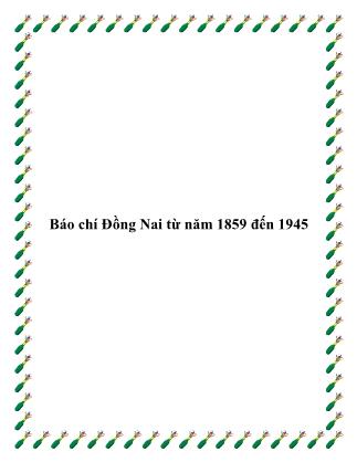 Báo chí Đồng Nai từ năm 1859 đến 1945