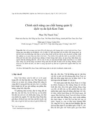 Chính sách nâng cao chất lượng quả dịch vụ du lịch Kon Tum