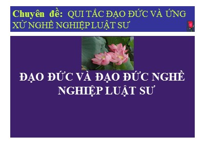 Chuyên đề Đạo đức và đạo đức nghề nghiệp luật sư