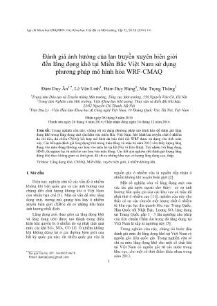 Đánh giá ảnh hưởng của lan truyền xuyên biên giới đến lắng đọng khô tại Miền Bắc Việt Nam sử dụng phương pháp mô hình hóa WRF-CMAQ