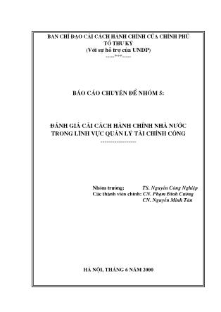 Đánh giá cải cách hành chính nhà nước trong lĩnh vực quản lý tài chính công