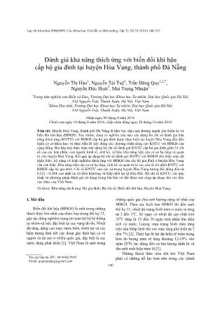 Đánh giá khả năng thích ứng với biến đổi khí hậu cấp hộ gia đình tại huyện Hòa Vang, thành phố Đà Nẵng