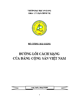 Đề cương bài giảng Đường lối cách mạng của Đảng Cộng sản Việt Nam