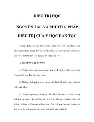 Điều trị học nguyên tắc và phương pháp điều trị của y học dân tộc