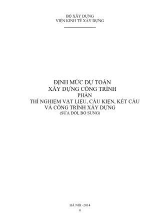 Định mức dự toán xây dựng công trình phần thí nghiệm vật liệu, cấu kiện, kết cấu và công trình xây dựng