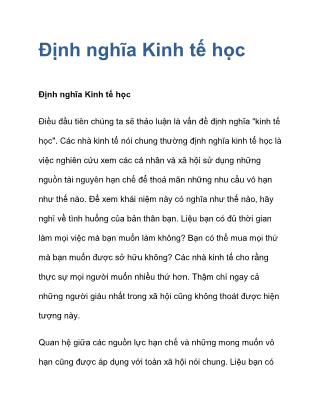 Định nghĩa Kinh tế học