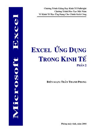 Excel ứng dụng trong kinh tế 2 - Trần Thanh Phong