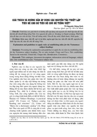 Giải thích và hướng dẫn áp dụng các nguyên tắc thiết lập tiêu đề cho bộ tiêu đề chủ đề tiếng Việt
