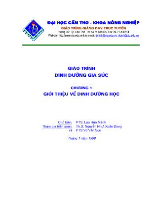 Giáo trình Dinh dưỡng gia súc