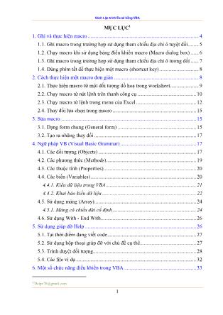 Giáo trình Lập trình Excel bằng VBA