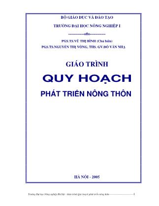 Giáo trình Quy hoạch phát triển nông thôn (Phần 1)